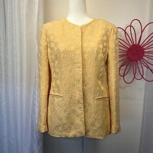 Louis Feraud Vintage Blazer Yellow Textured Button Down Long Sleeve Ladies 10